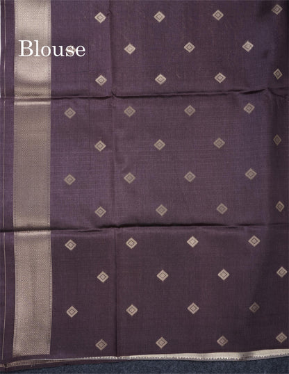 Light Chocolate Semi Tussar Silk Saree With Contrast Lavender Border