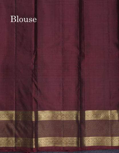 Beautiful Bottle Green Vaira Oosi Lines With Butta Pure Kanjivaram Silk Saree With Contrast Dark Brown Traditional Evening Morning Border