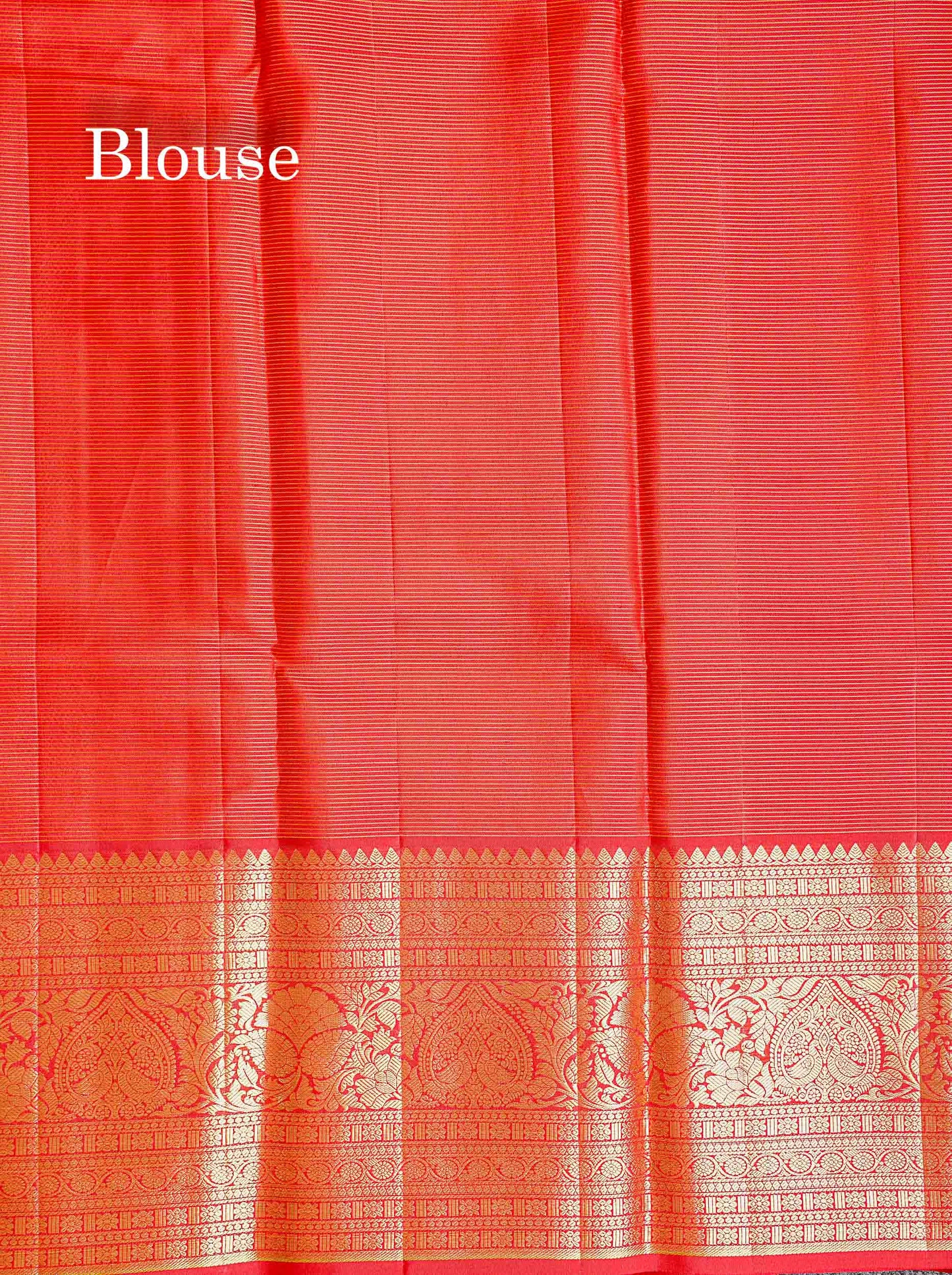 Beautiful Red Vaira Oosi Lines Pure Kanjivaram Silk Saree With Traditional Evening Morning Border