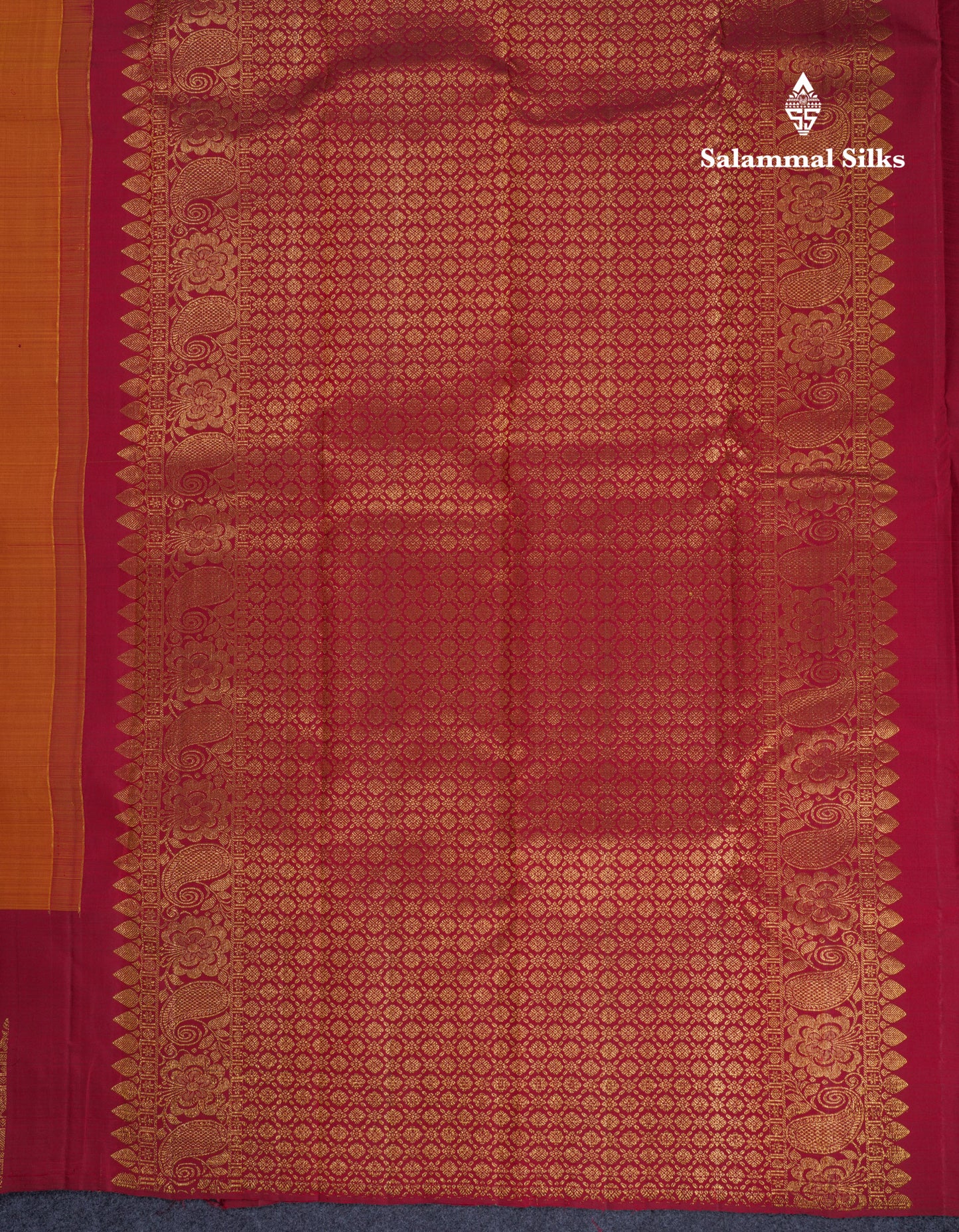 Beautiful Dual Tone Mustard Yellow Pure Kanjivaram Silk Saree With Contrast Maroon Traditional Evening Morning Border