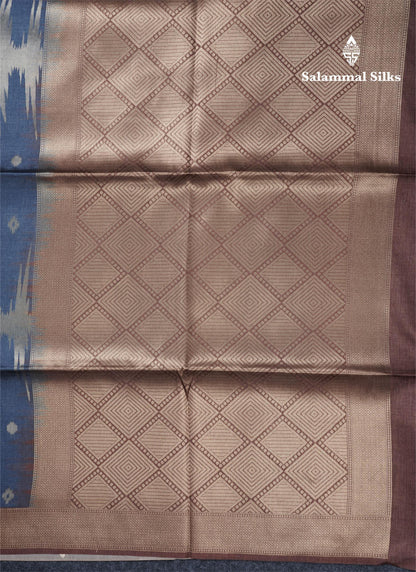 Light Chocolate Semi Tussar Silk Saree With Contrast Lavender Border