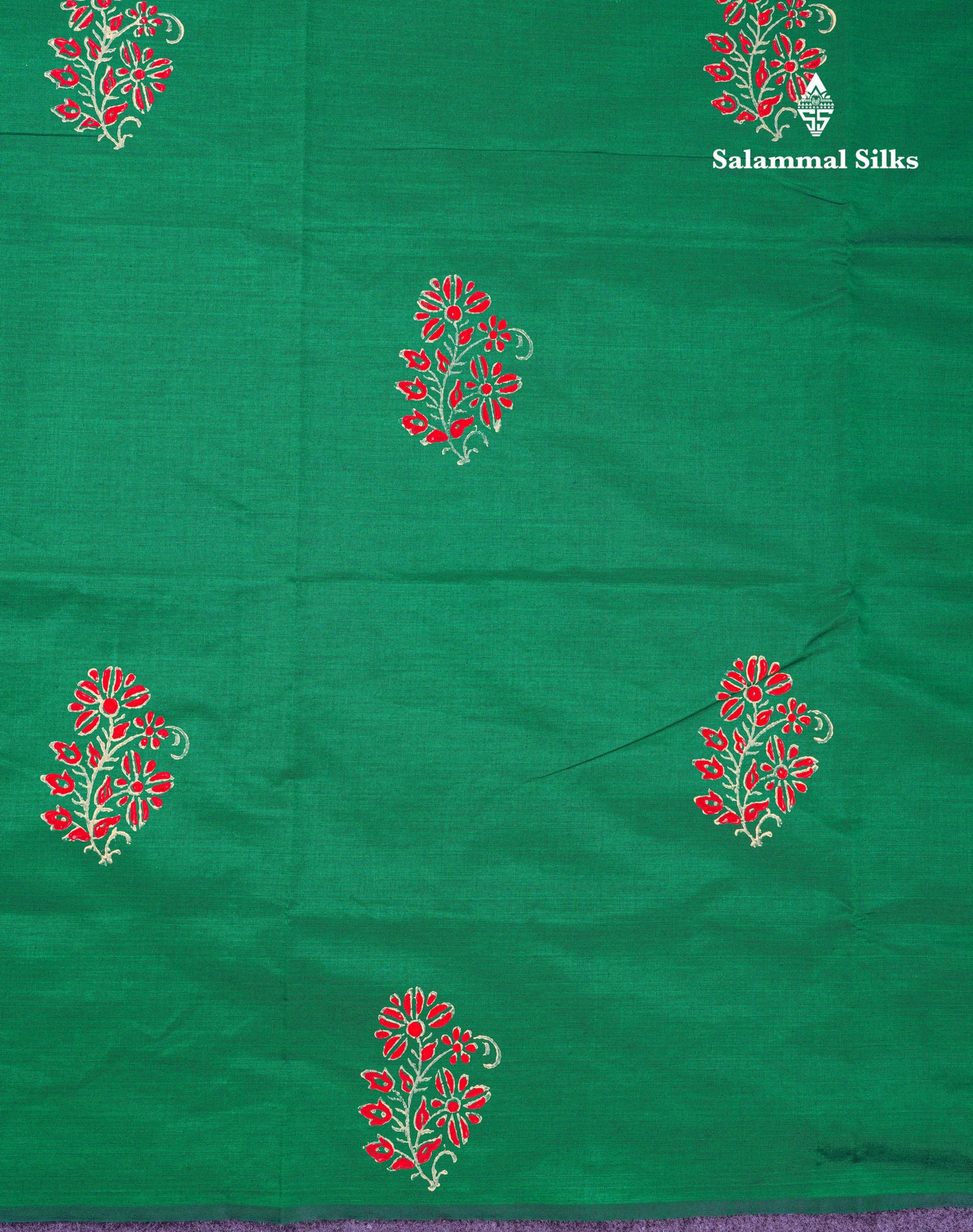 Beautiful Green South Cotton Printed Saree With Contrast Cream Sandal Blouse