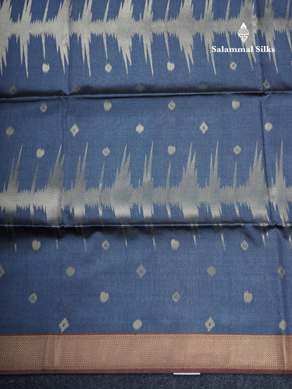 Light Chocolate Semi Tussar Silk Saree With Contrast Lavender Border