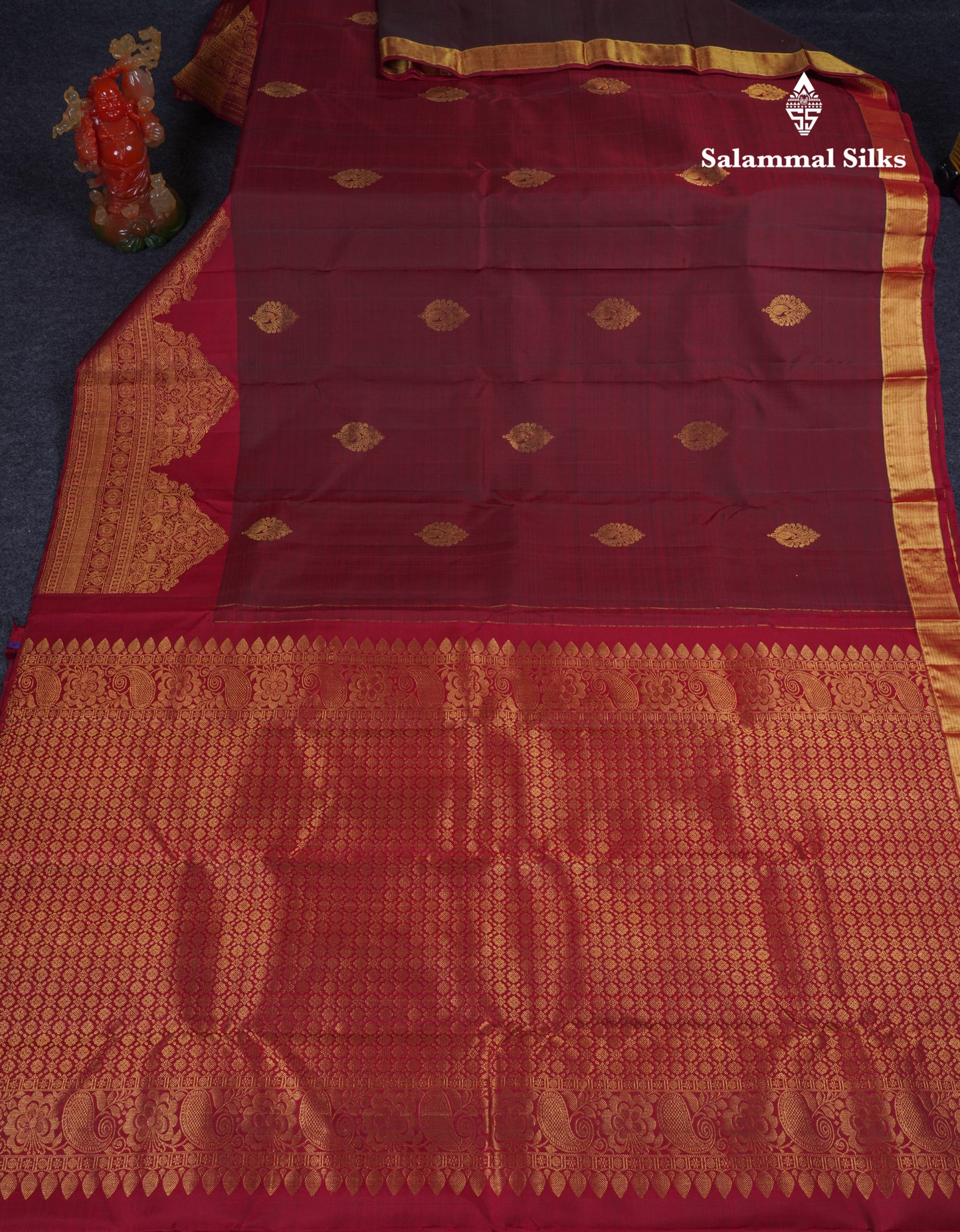 Beautiful Dual Tone Mustard Yellow Pure Kanjivaram Silk Saree With Contrast Maroon Traditional Evening Morning Border