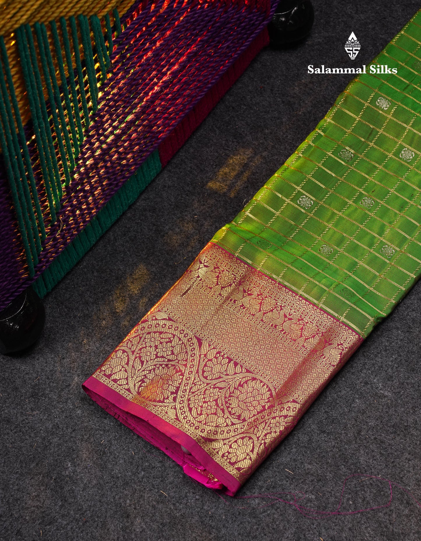 Beautiful Pure Silk Pattu Pavadai Small Checks (Dark Maroon) With Pink Blouse 27"