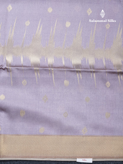 Light Chocolate Semi Tussar Silk Saree With Contrast Lavender Border