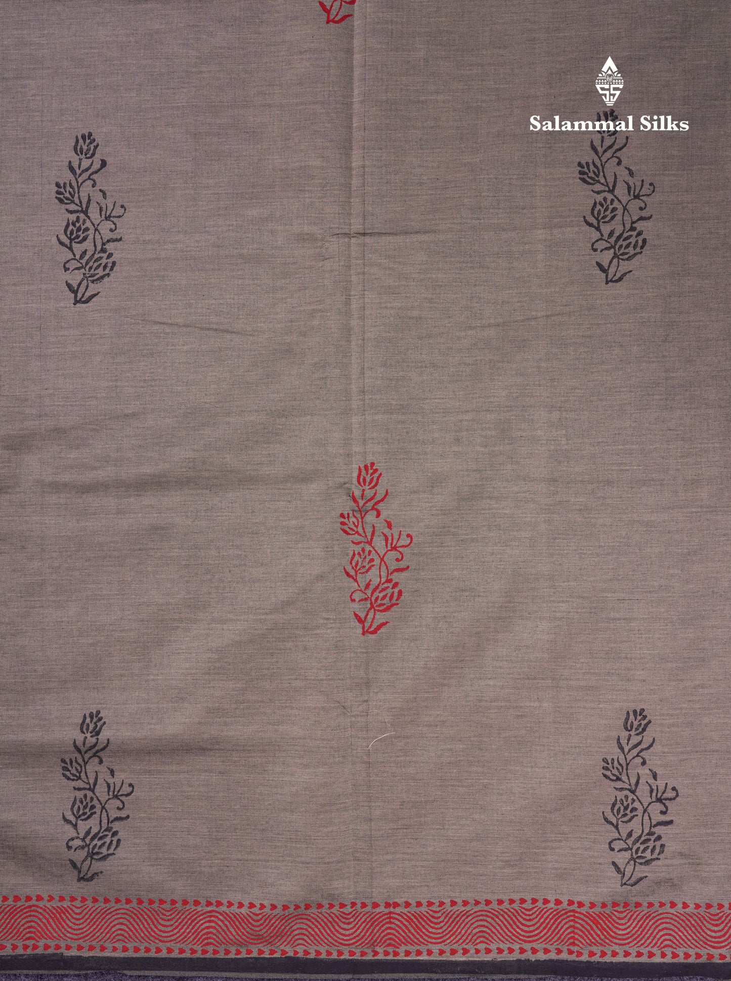 Beautiful Cream Sandal South Cotton Printed Saree With Contrast Black Blouse