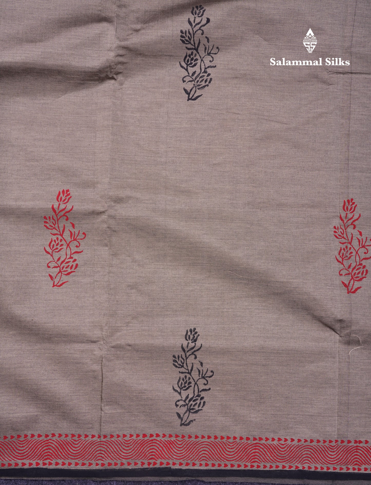 Beautiful Cream Sandal South Cotton Printed Saree With Contrast Black Blouse