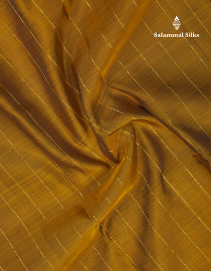Beautiful Olive Mustard Yellow Fancy Pure Kanjivaram Silk Saree With Contrast Dark Purple One Side Border