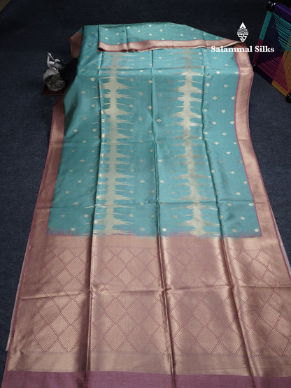 Light Chocolate Semi Tussar Silk Saree With Contrast Lavender Border