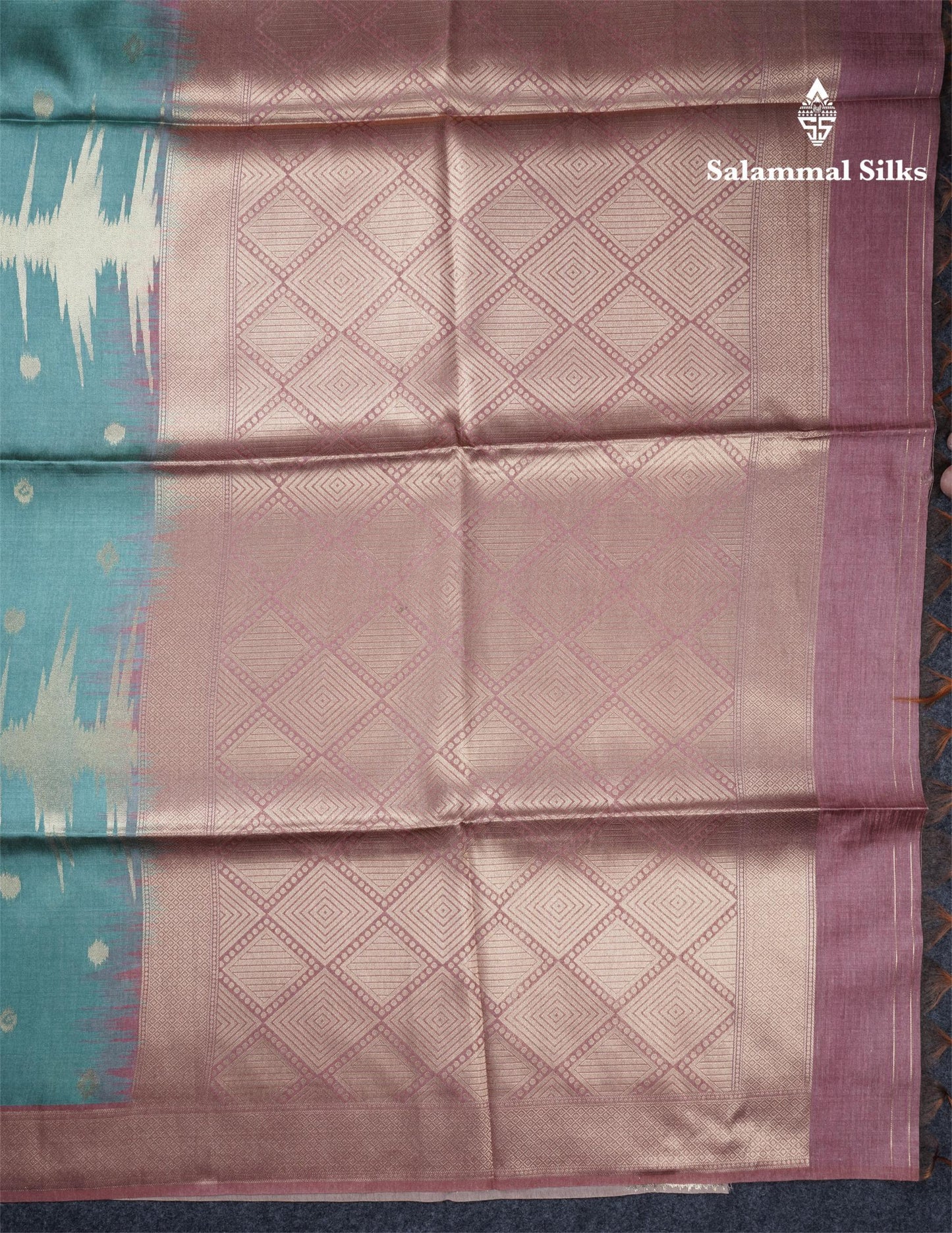 Light Chocolate Semi Tussar Silk Saree With Contrast Lavender Border