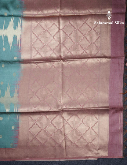 Light Chocolate Semi Tussar Silk Saree With Contrast Lavender Border