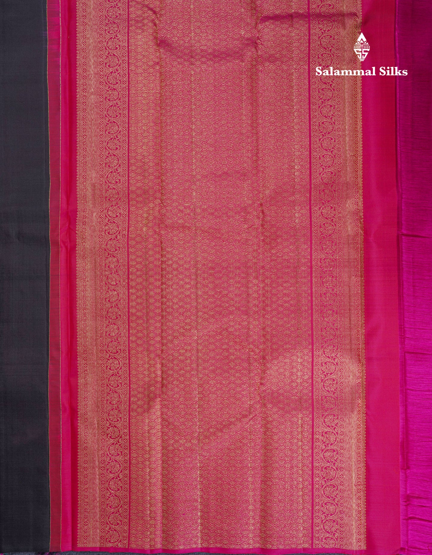 Beautiful Black Fancy Pure Kanjivaram Silk Saree With Contrast Pink Blouse