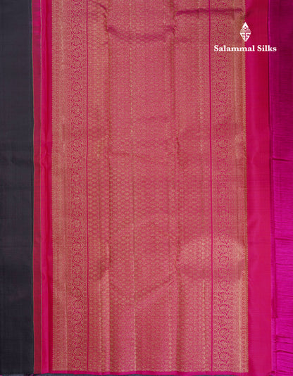 Beautiful Black Fancy Pure Kanjivaram Silk Saree With Contrast Pink Blouse
