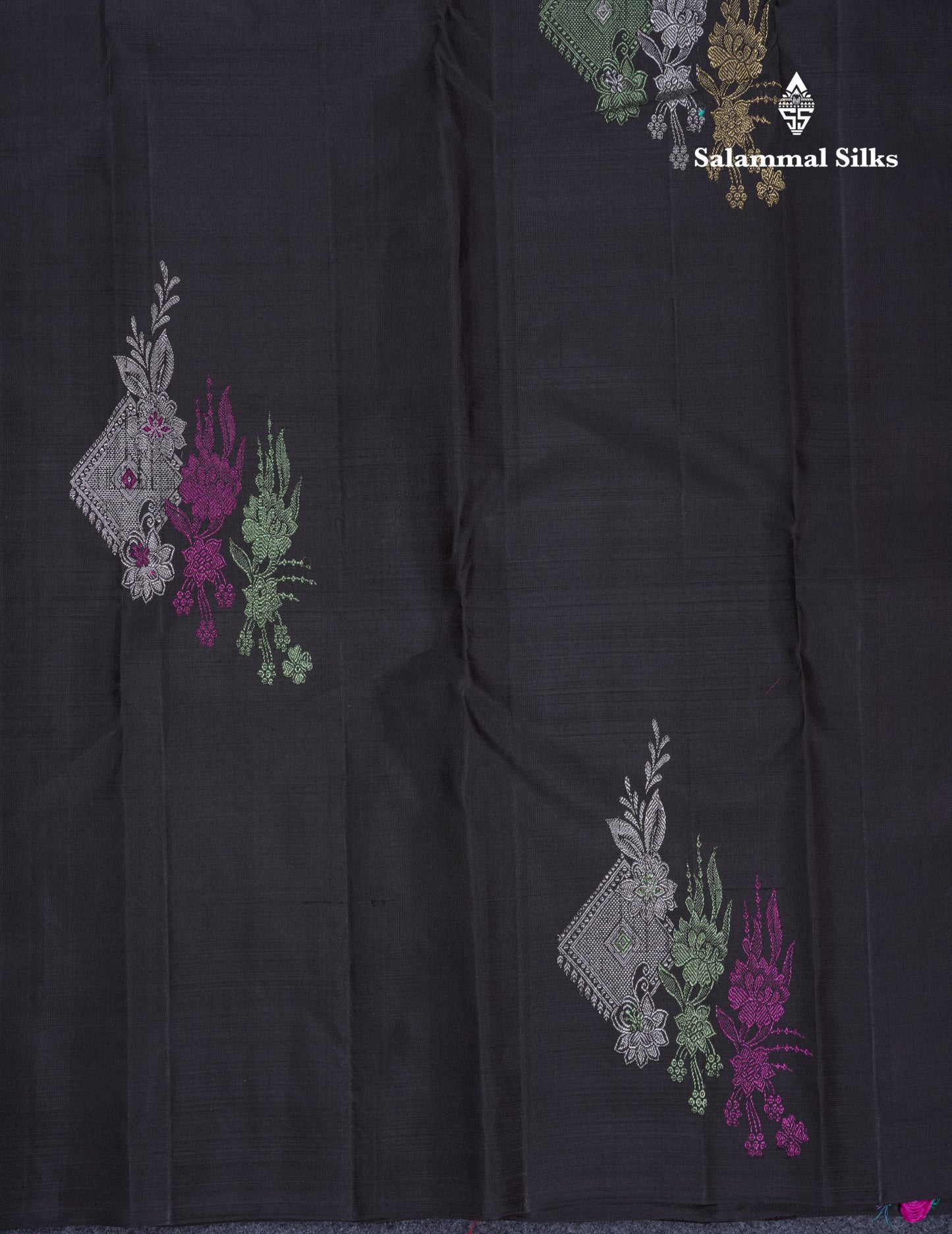 Beautiful Black Fancy Pure Kanjivaram Silk Saree With Contrast Pink Blouse