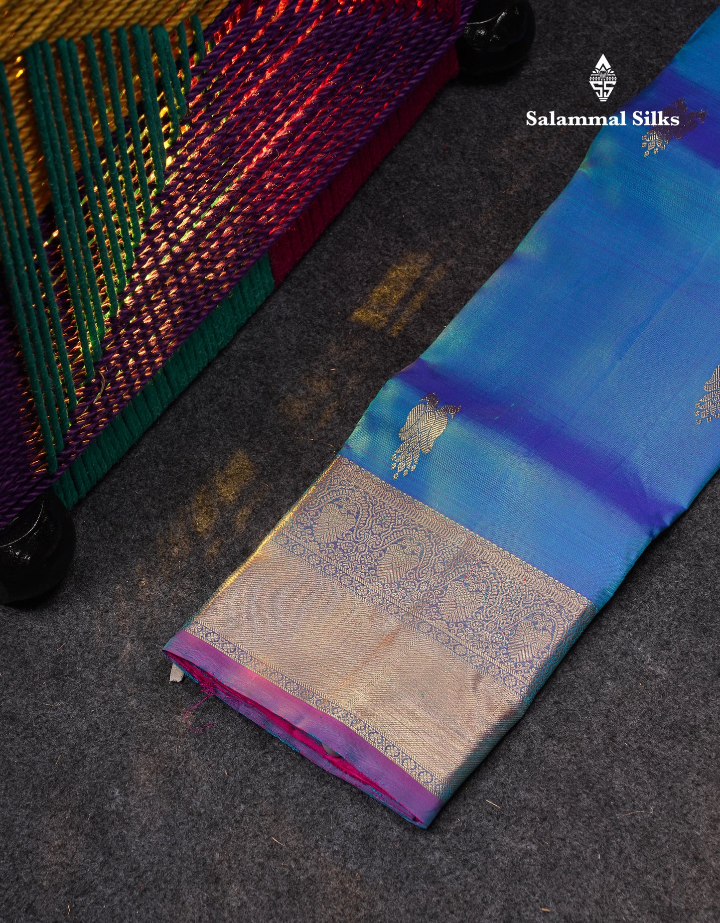 Beautiful Pure Silk Pattu Pavadai (Ananda Blue) With Contrast Pink Blouse 27"