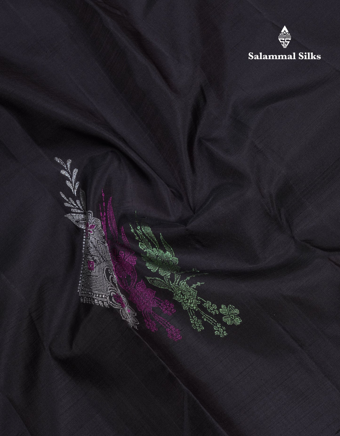 Beautiful Black Fancy Pure Kanjivaram Silk Saree With Contrast Pink Blouse