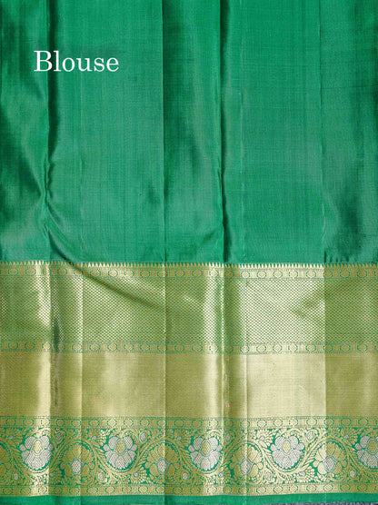 Beautiful Pink Gold & Silver Zari Buttas Bridal Pure Kanjivaram Silk Saree With Traditional Evening Morning Border