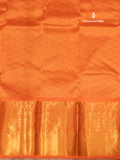 Peach Colour Plain Pure Kanjivaram Silk Saree with Pallakku Border