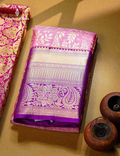 Beautiful Light Pink Bridal Semi Silk Saree With Contrast Vadamalli Traditional Evening Morning Border