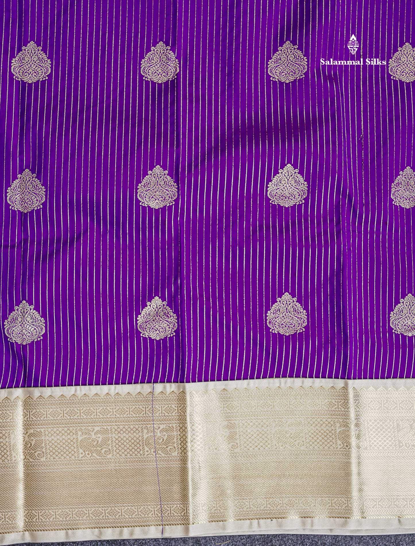 Traditional Border Of Royal Purple Semi Silk Saree 