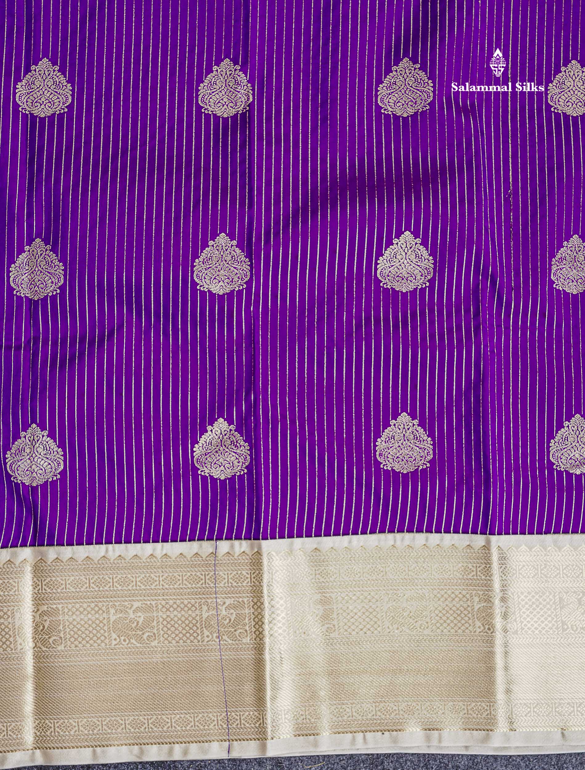 Traditional Border Of Royal Purple Semi Silk Saree 