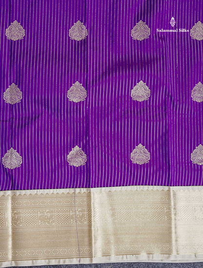 Traditional Border Of Royal Purple Semi Silk Saree 