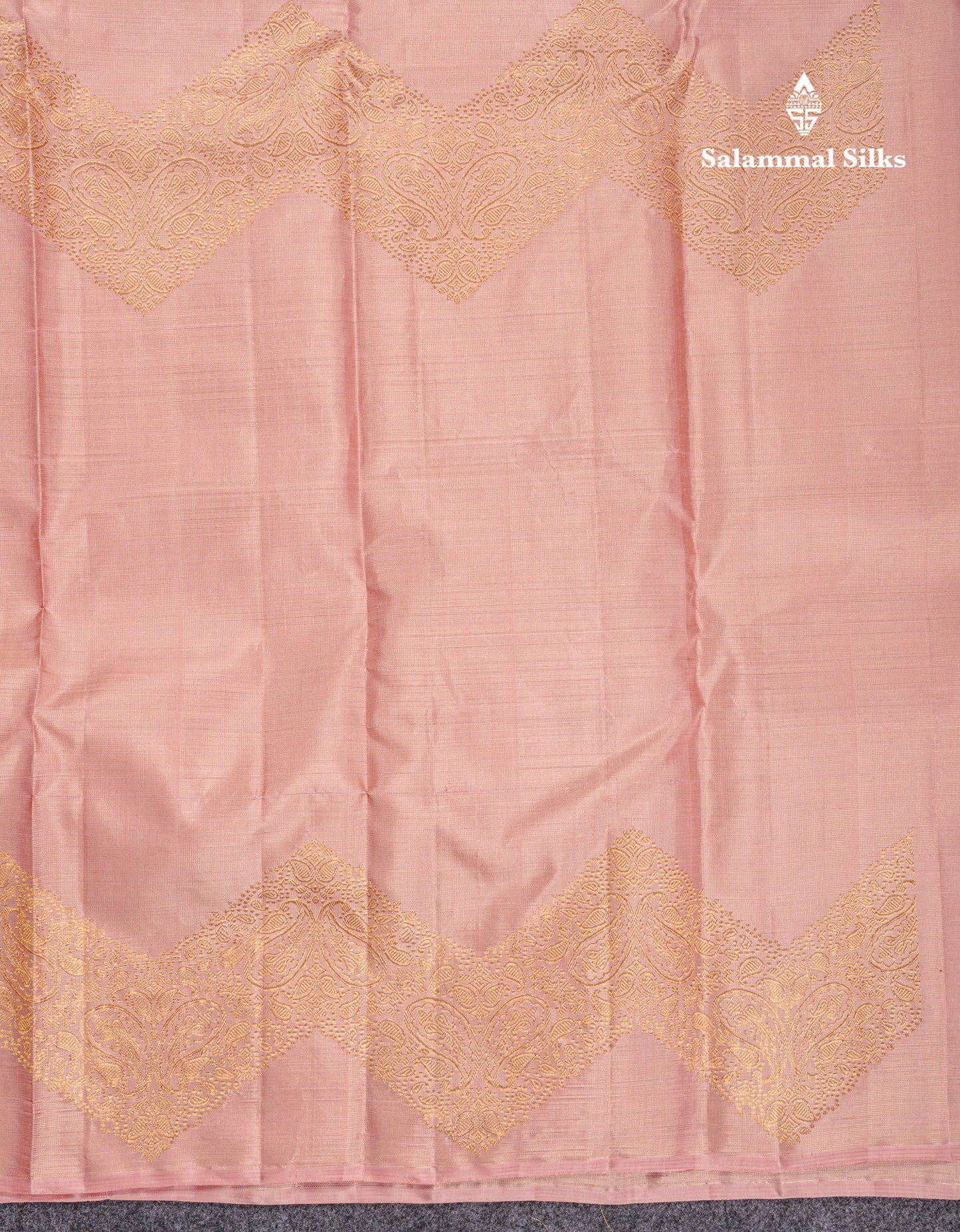 Beautiful Light Peach Fancy Pure Kanjivaram Silk Saree With Blouse