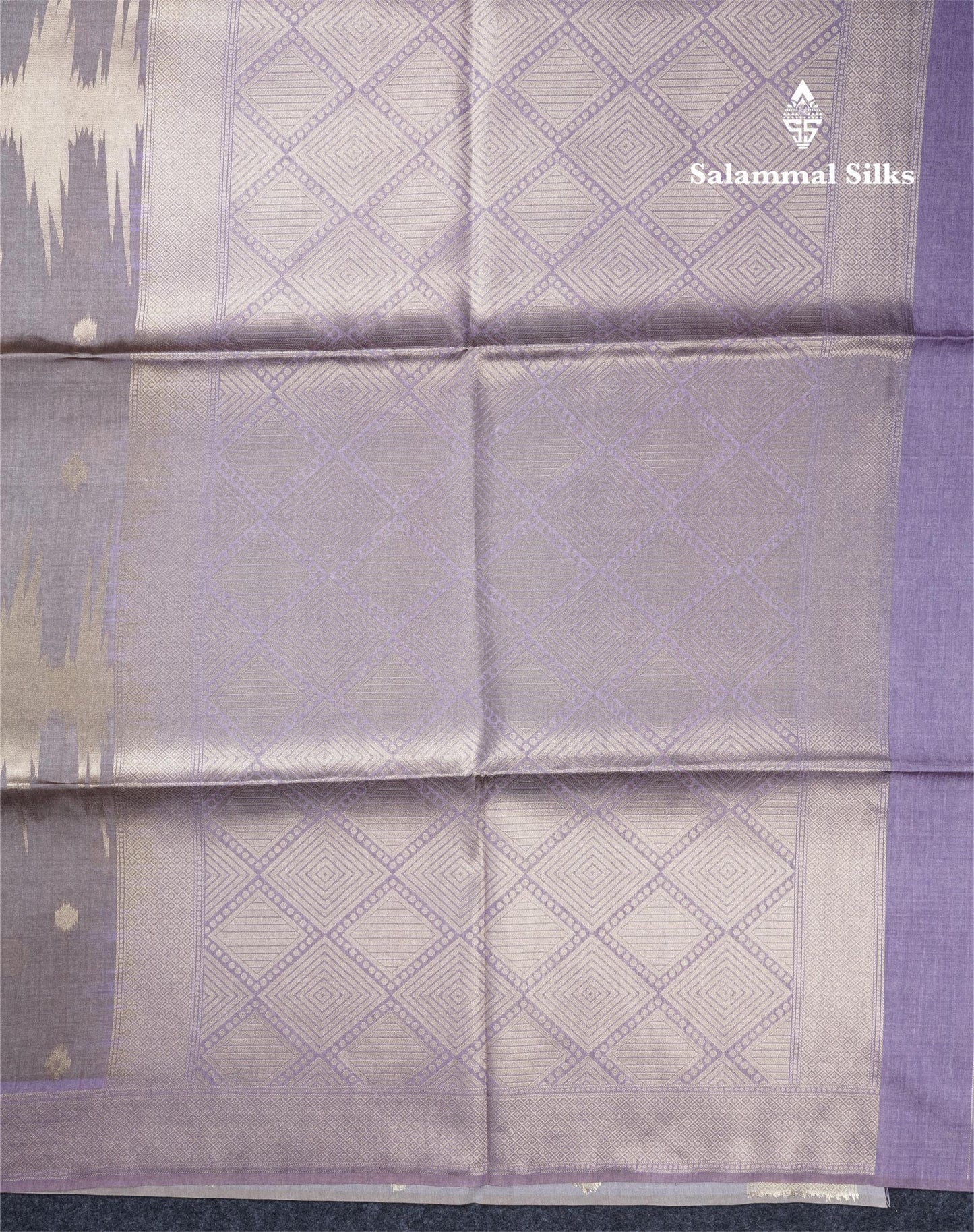 Light Chocolate Semi Tussar Silk Saree With Contrast Lavender Border