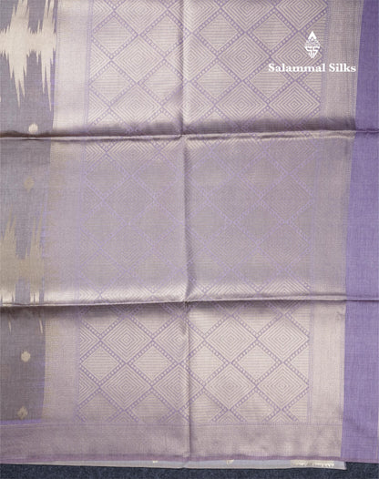 Light Chocolate Semi Tussar Silk Saree With Contrast Lavender Border