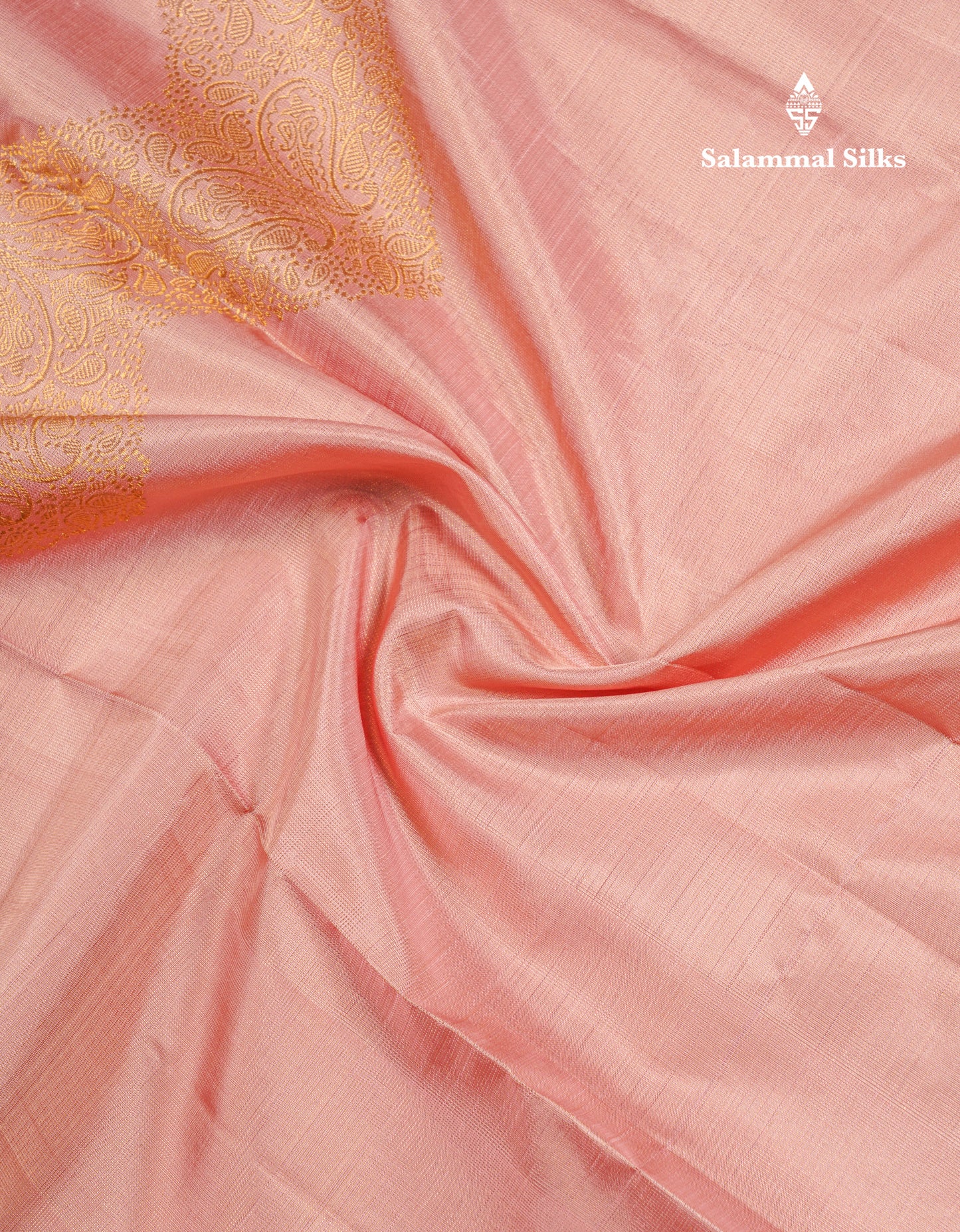 Beautiful Light Peach Fancy Pure Kanjivaram Silk Saree With Blouse