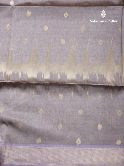 Light Chocolate Semi Tussar Silk Saree With Contrast Lavender Border