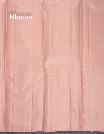 Beautiful Light Peach Fancy Pure Kanjivaram Silk Saree With Blouse