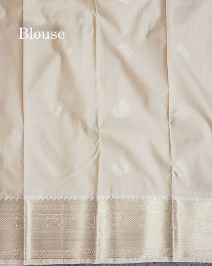 Contrast Cream Blouse Of Royal Blue Semi Silk Saree 