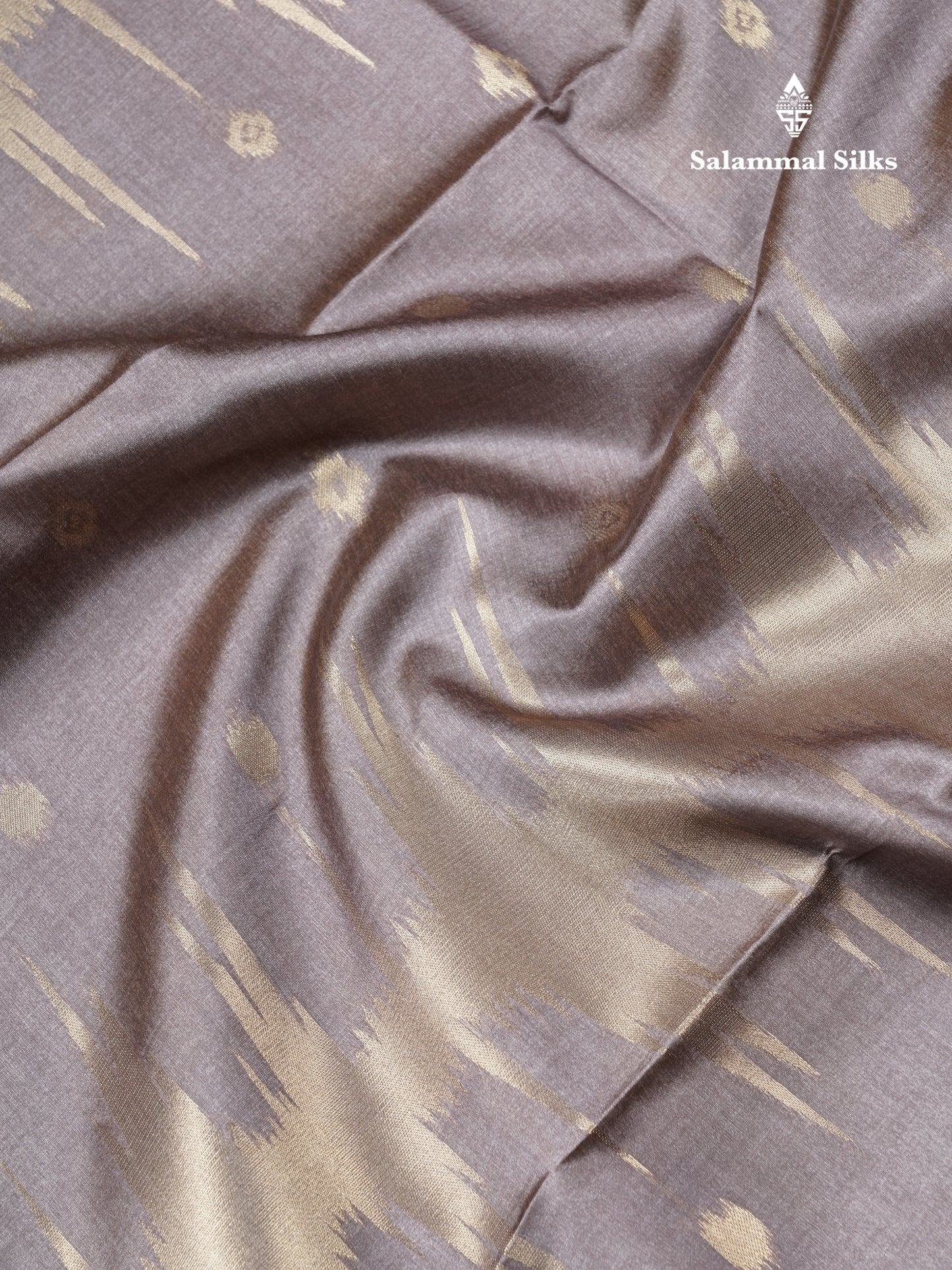 Light Chocolate Semi Tussar Silk Saree With Contrast Lavender Border
