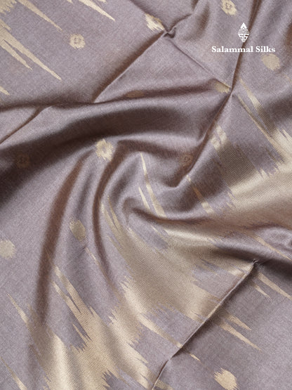 Light Chocolate Semi Tussar Silk Saree With Contrast Lavender Border