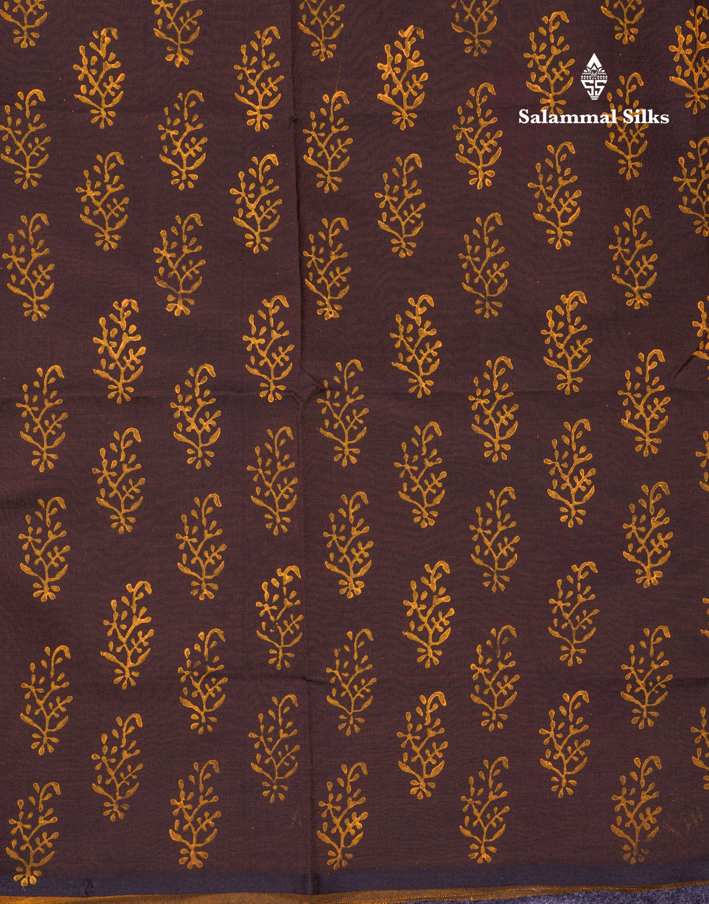Beautiful Mustard Yellow South Cotton Printed Saree With Contrast Brown Blouse