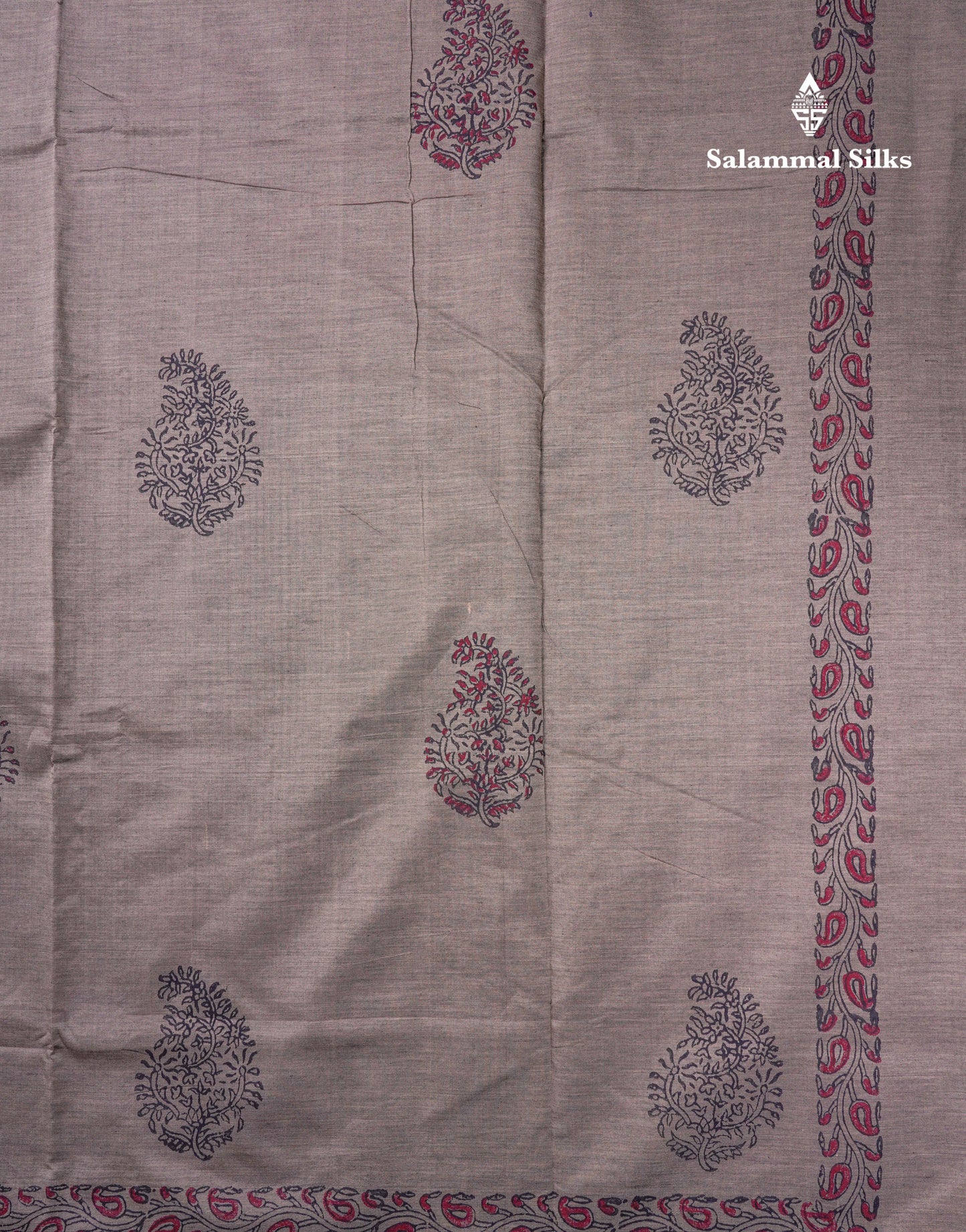 Beautiful Cream Sandal South Cotton Printed Saree With Contrast Redish Maroon Blouse