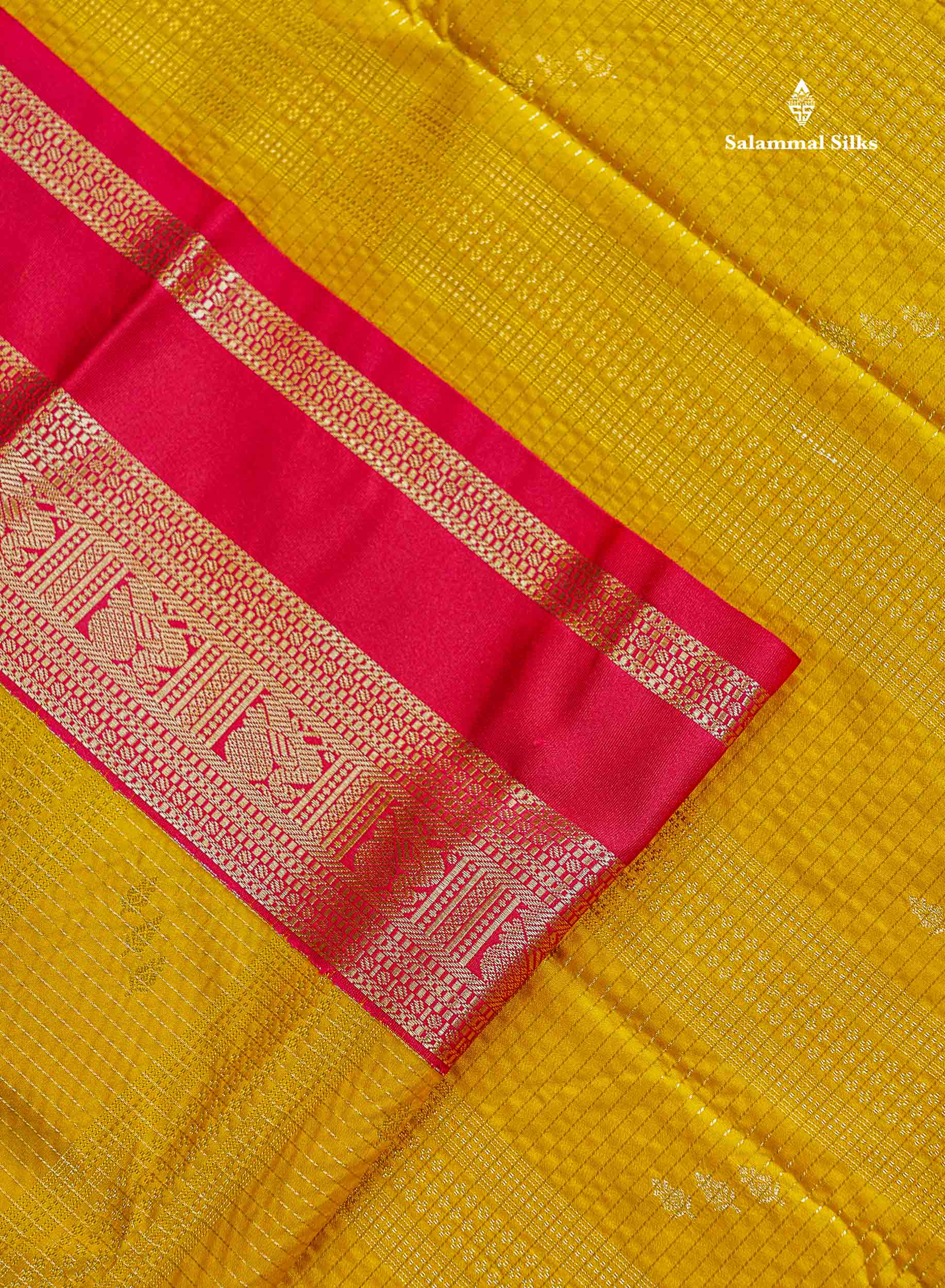 Border Of Mustard Yellow Semi Silk Saree