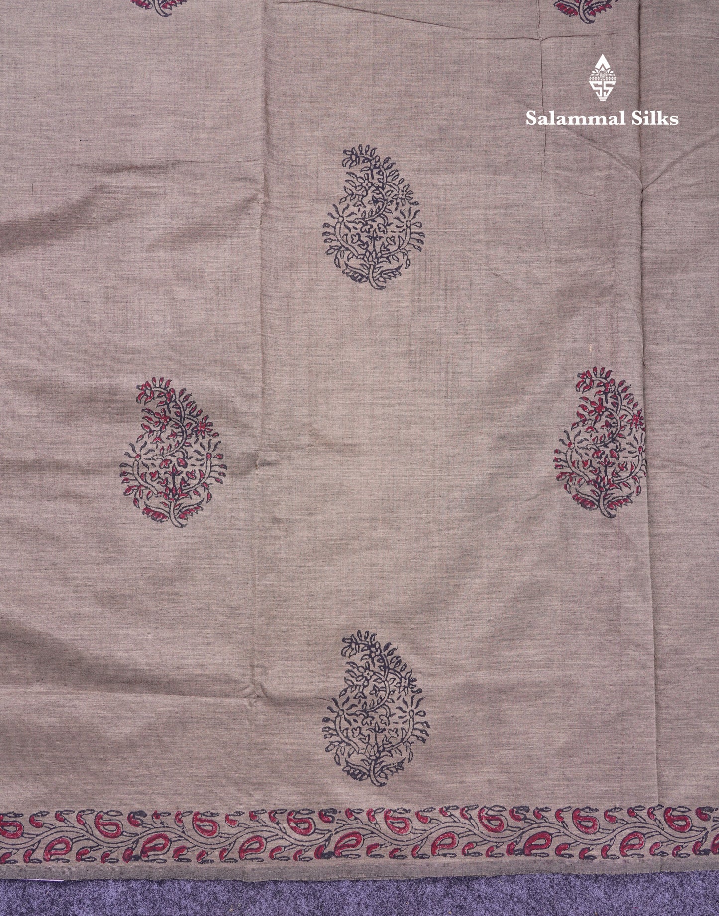 Beautiful Cream Sandal South Cotton Printed Saree With Contrast Redish Maroon Blouse