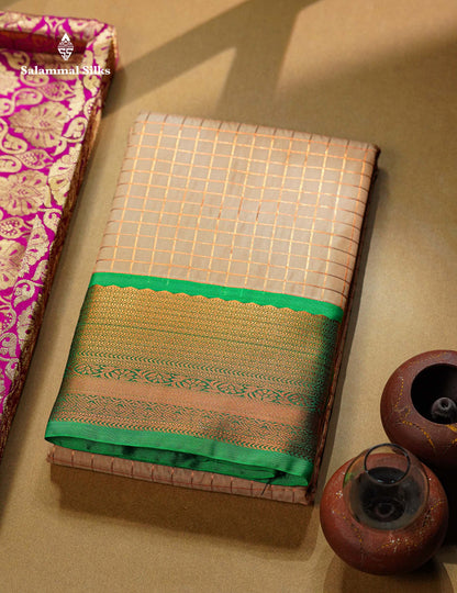 Beautiful Blue Small Zari Checks Semi Silk Saree With Contrast Chilly Red Traditional Border
