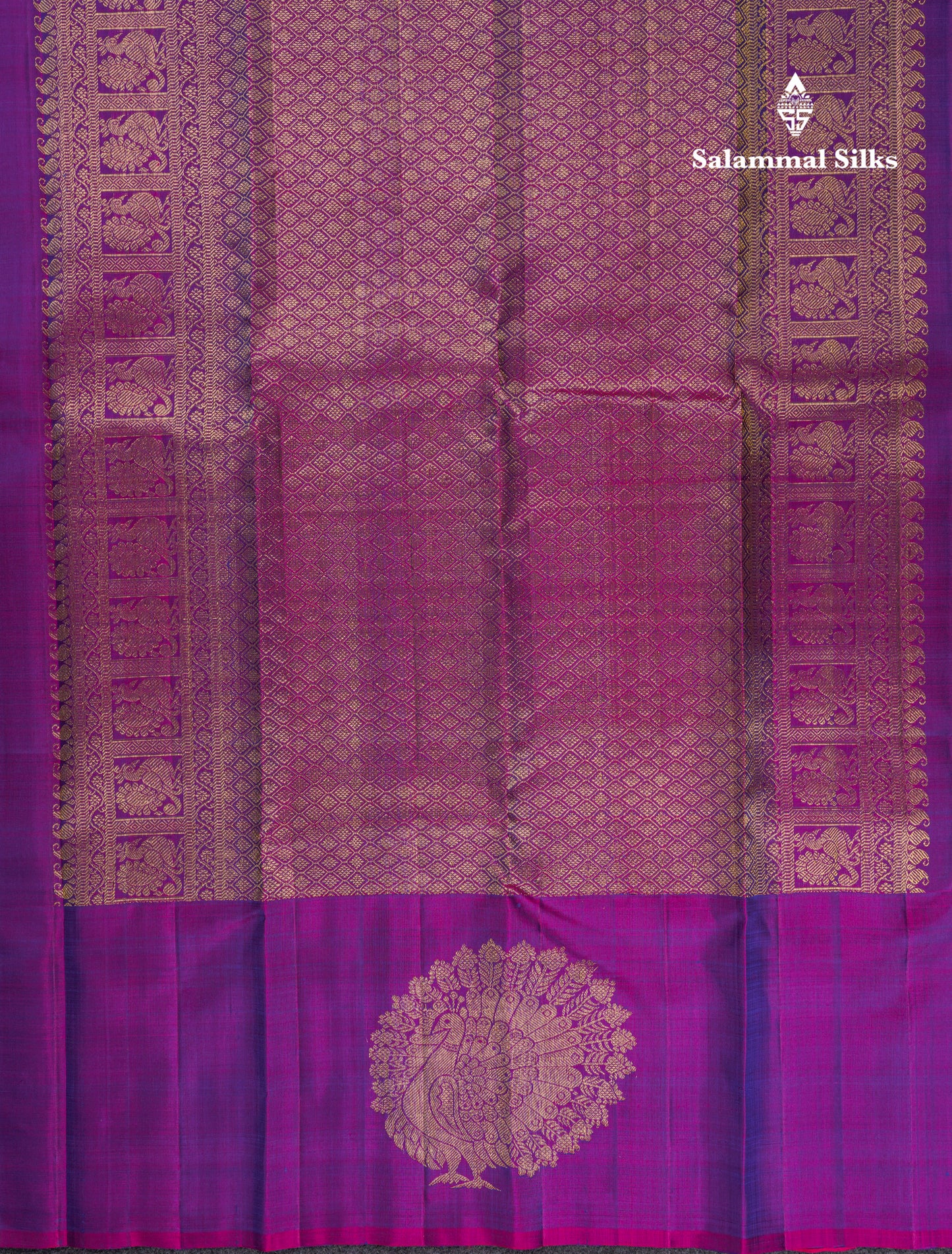 Beautiful Navy Blue Pure Kanjivaram Silk Saree With Contrast Vadamalli Fancy Border