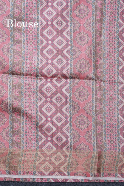 Sandal Semi Tussar Saree With Contrast Grey Fancy Border
