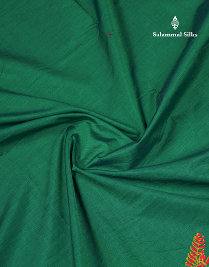 Beautiful Saffire Green South Cotton Printed Saree With Contrast Yellow Blouse
