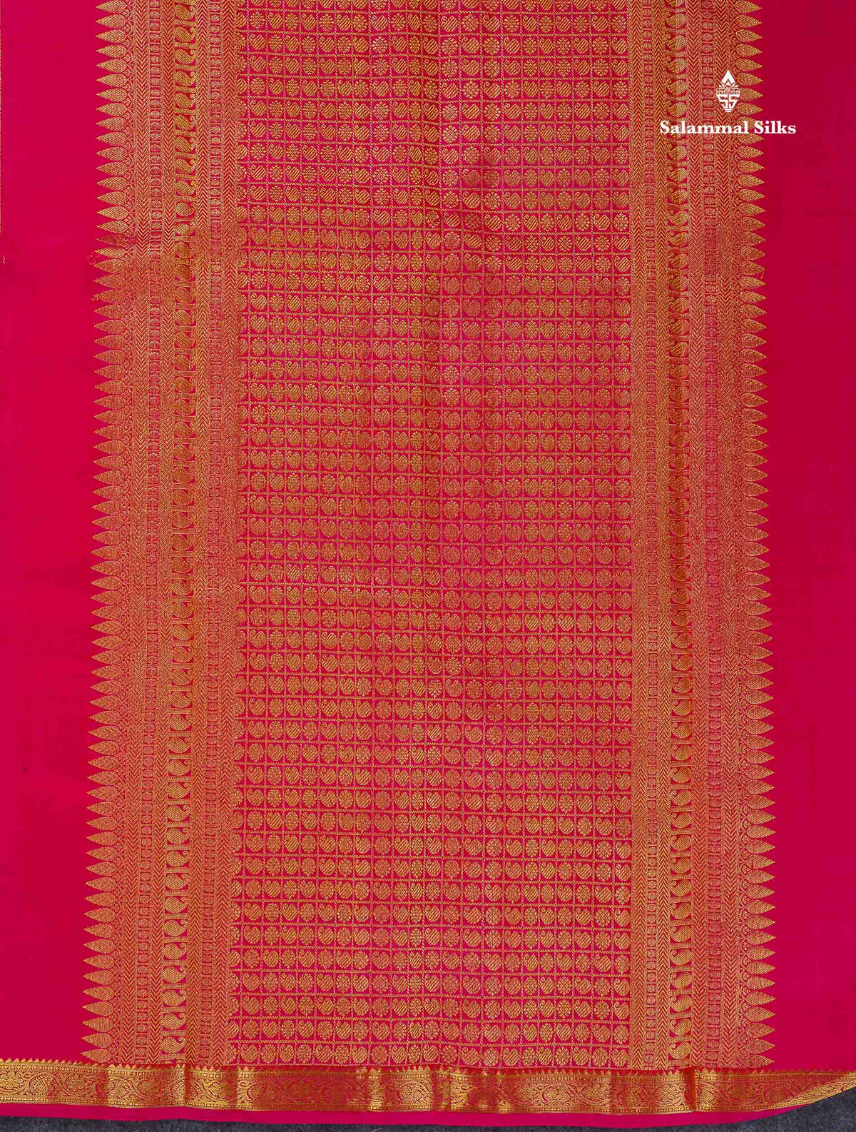Pure Kanjivaram Silk Saree - Paalum Pazham Checks With Butta & Traditional Small Border