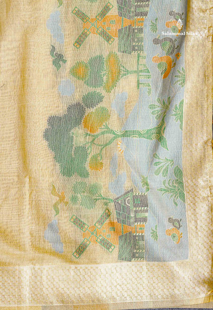 Pallu Of Sandal Muga Cotton Saree 