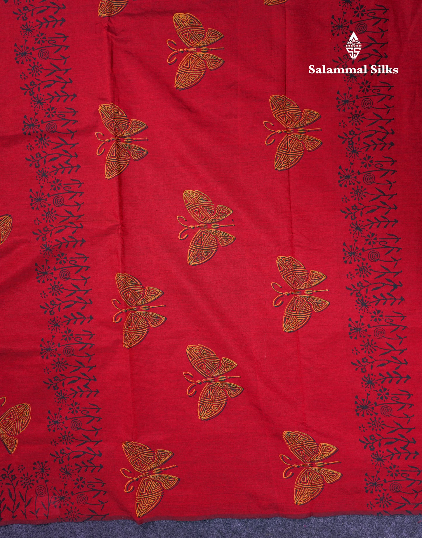 Beautiful Redish Maroon South Cotton Printed Saree With Contrast Mustard Yellow Blouse