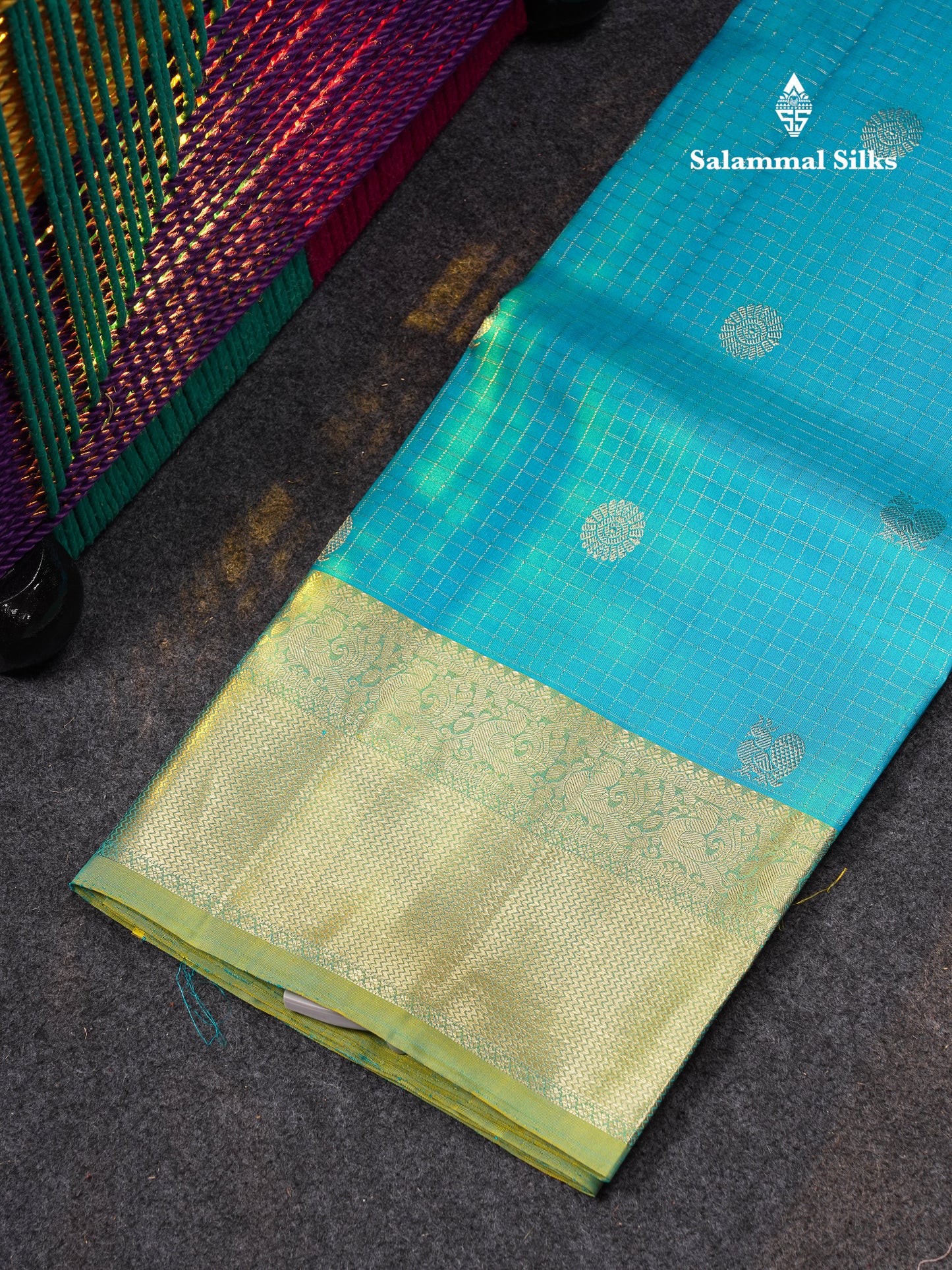 Beautiful Pure Silk Pattu Pavadai Checks With Butta (Dark Maroon) With Contrast Orange Blouse 45"