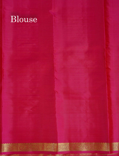 Pure Kanjivaram Silk Saree - Paalum Pazham Checks With Butta & Traditional Small Border