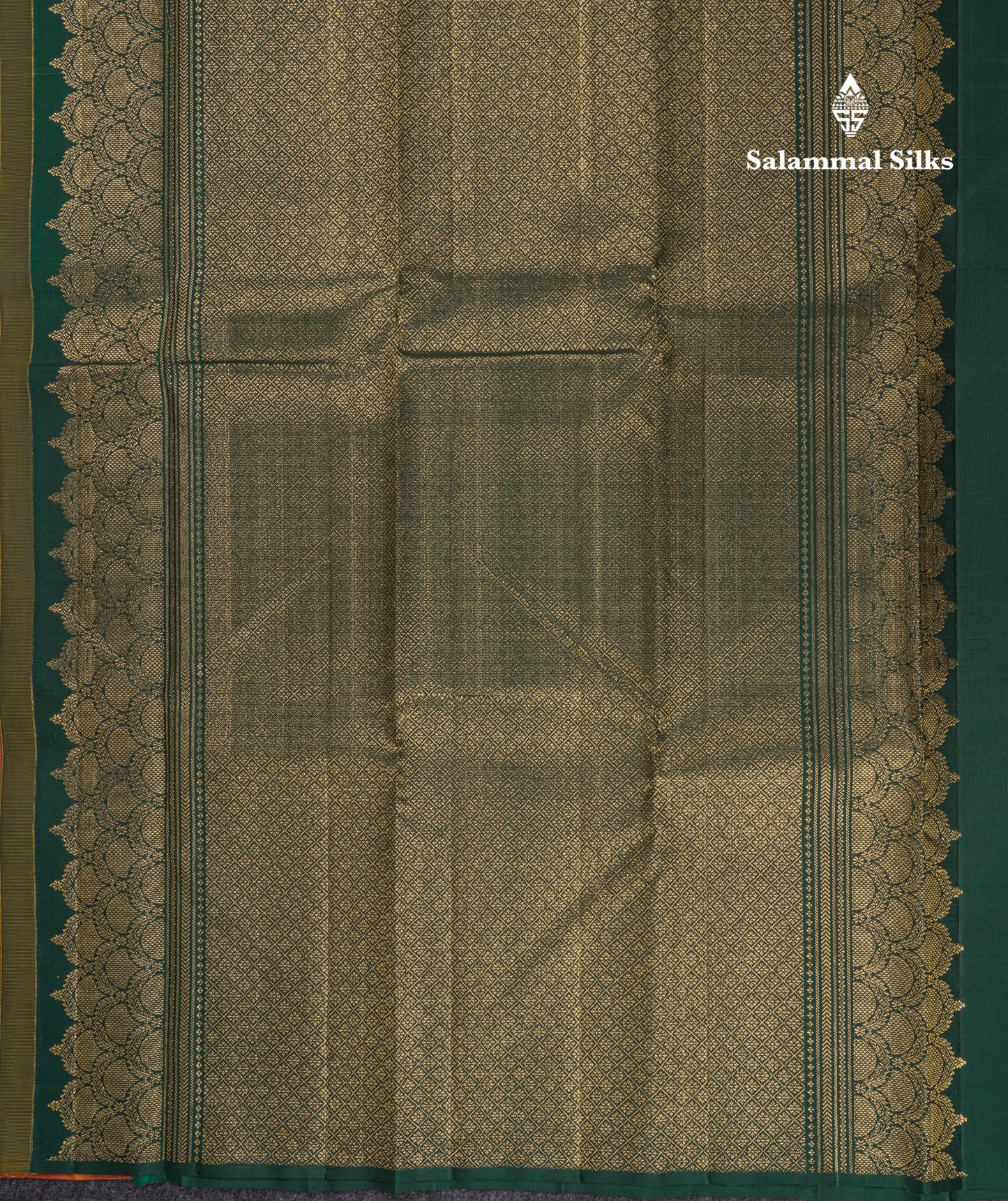 Beautiful Dual Tone Pinkish Orange Fancy Pure Kanjivaram Silk Saree With Contrast Bottle Green Blouse